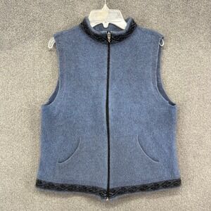 Lothlorian Luxury Possum Merino Wool Vest Blue Women's Sleeveless Zip Front